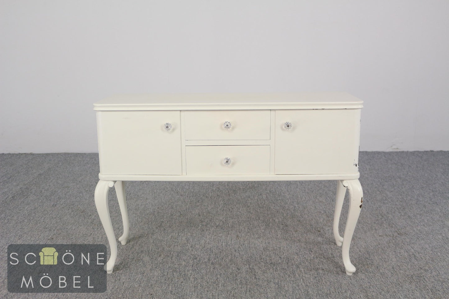 Vintage Chippendale Stil Sideboard Kommode Anrichte Weiß Barock Rokoko Schrank