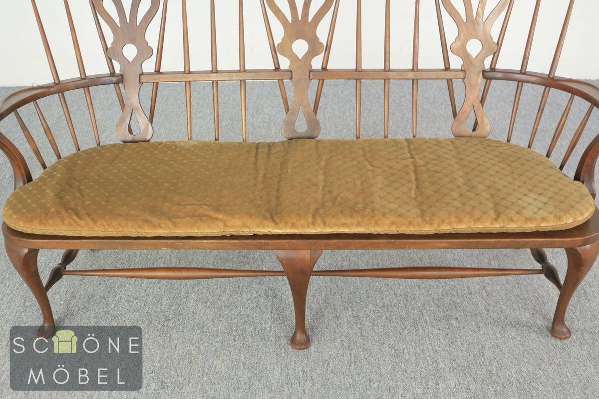 Windsor Sofa Bank 3-Sitzer Holz massiv mit Armlehnen Landhaus Sitzgelegenheit