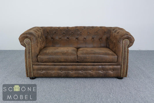 Chesterfield Design 2er Sofa 2 Sitzer Ledersofa Kunstleder Leder Couch Armchair