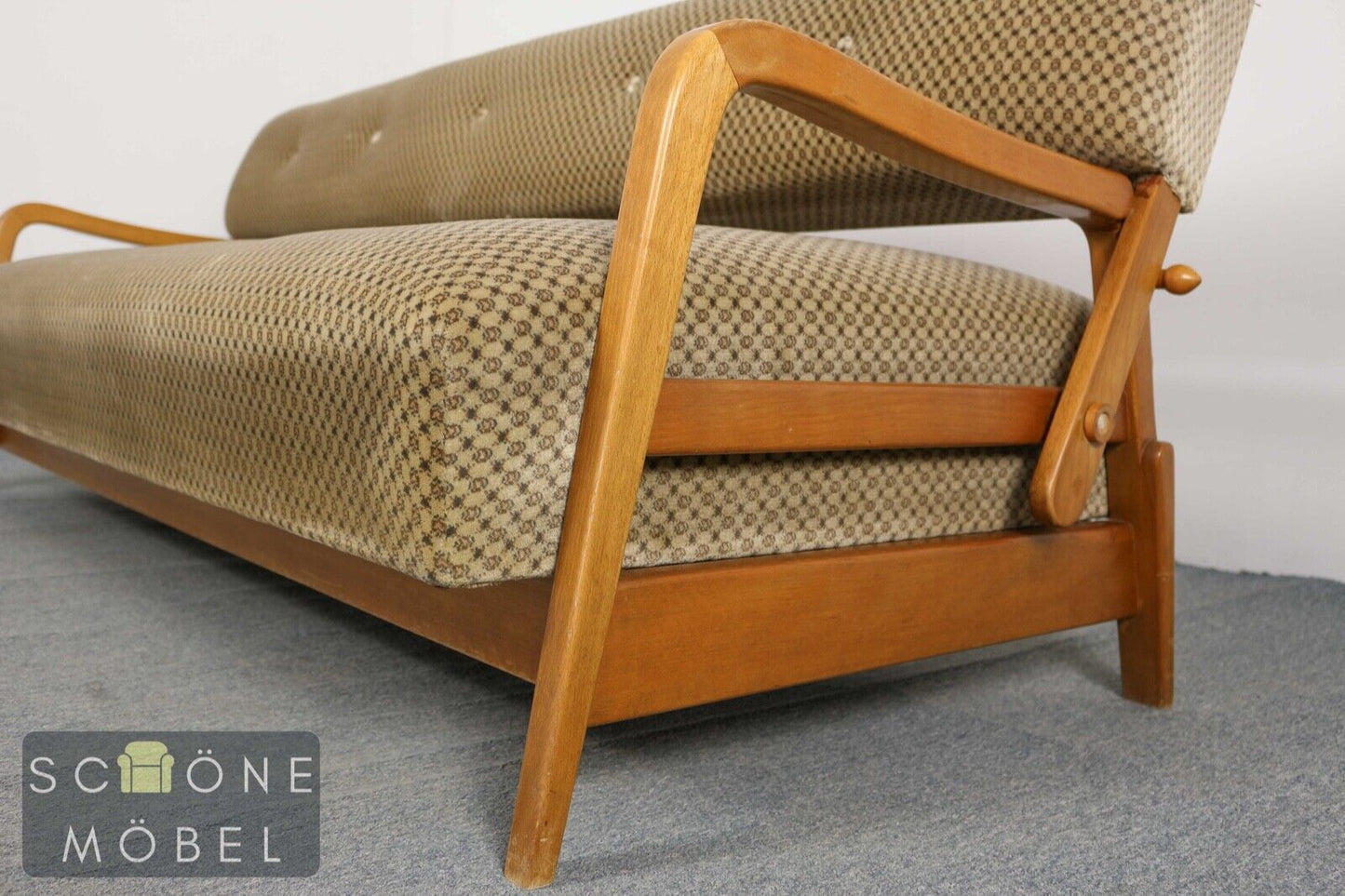 Mid Century Klappsofa 3er Sofa Vintage Schlafsofa Retro 3 Sitzer Couch Daybed