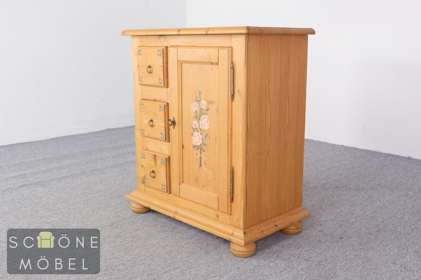 Massivholz Kommode Kiefer Bauernschrank Landhaus Nachtschrank Vintage