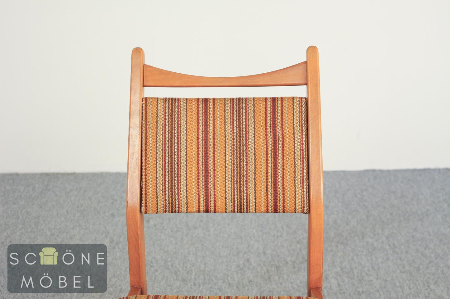 3x Vintage Stuhl Holz Polster Streifen Danish Design Mid Century Esszimmer Chair