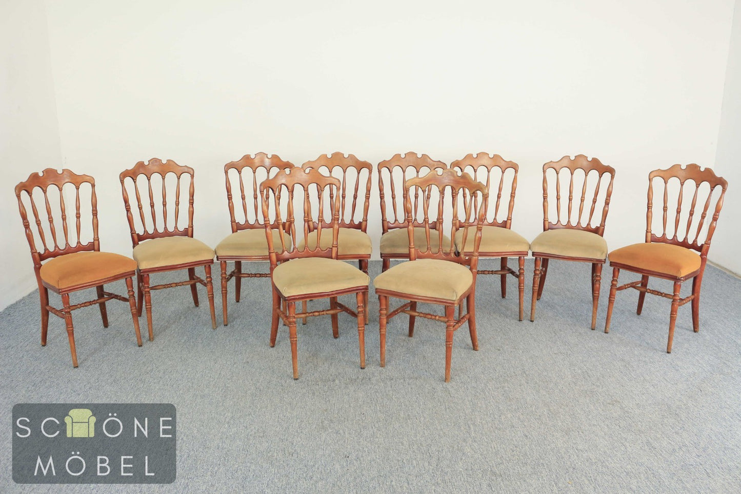 Antik Kolonialstil Stuhl Vintage Holzstuhl gepolstert Spindellehne massiv