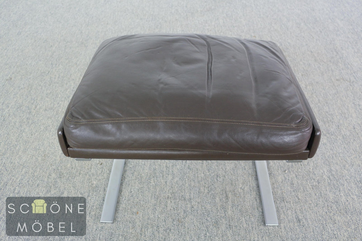 Leder Fußhocker dunkelbraun Mid-Century-inspiriert Hocker im Danish Design