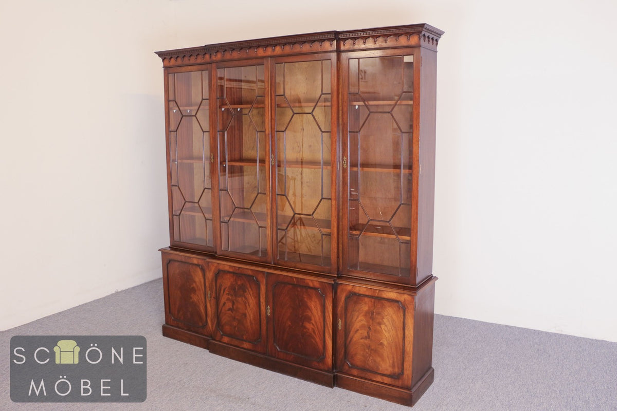 Antiker Mahagoni Bücherschrank Vitrine Bibliothek England Stil massiv Schrank