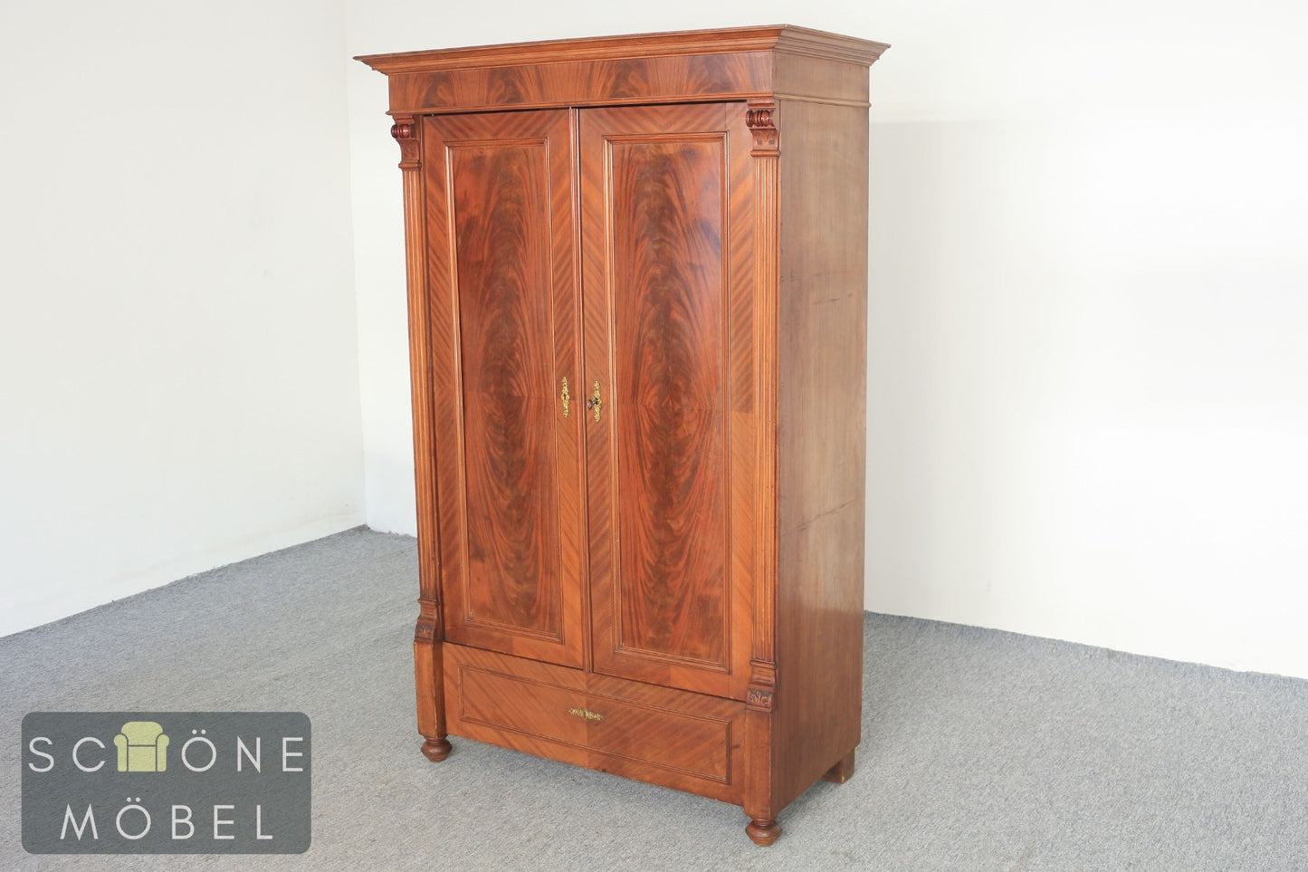 Wunderschöner Gründerzeit Kleiderschrank Garderobe Antik Stil Schrank Wardrobe