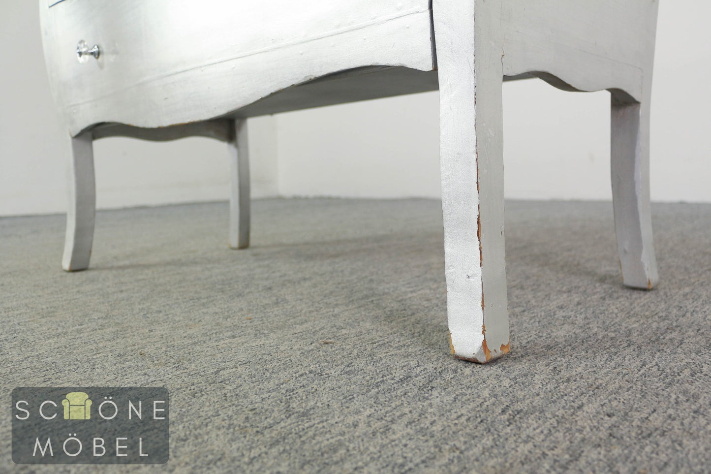 Elegante Silber Barock Kommode Hollywood Regency Vintage Beistellmöbel