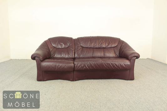 Klassisches Sofa 3 Sitzer 3er Büro Couch Leder Echtleder Braun