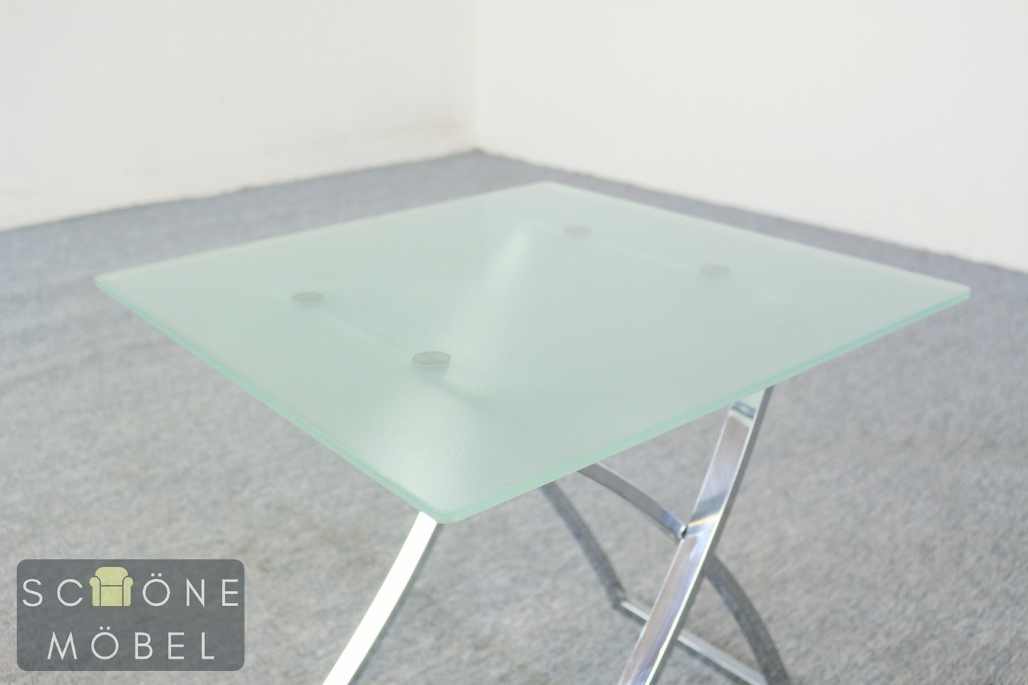 Design Beistelltisch Glas Metall Tisch modern minimalist Table Chrom  Glas