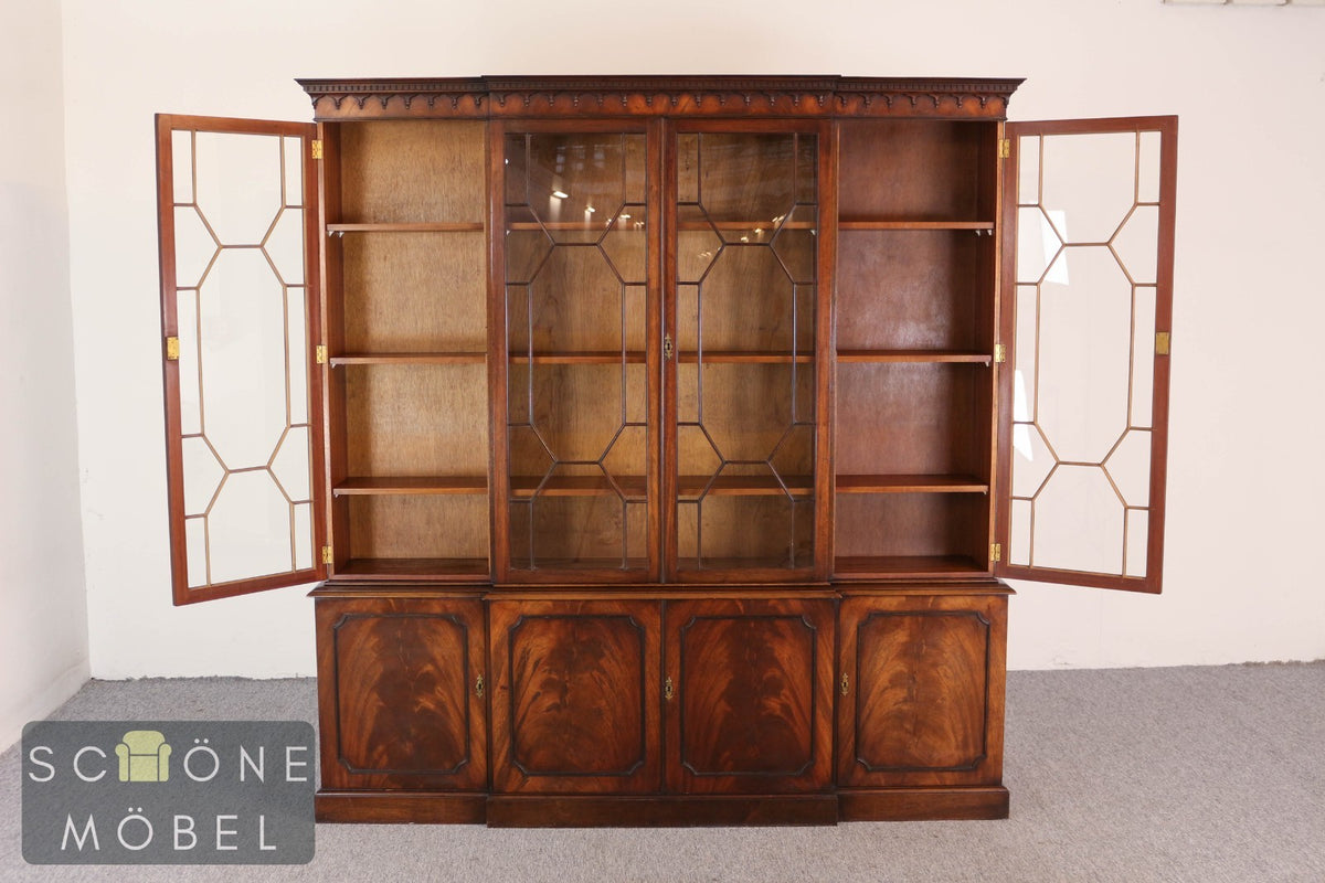 Antiker Mahagoni Bücherschrank Vitrine Bibliothek England Stil massiv Schrank