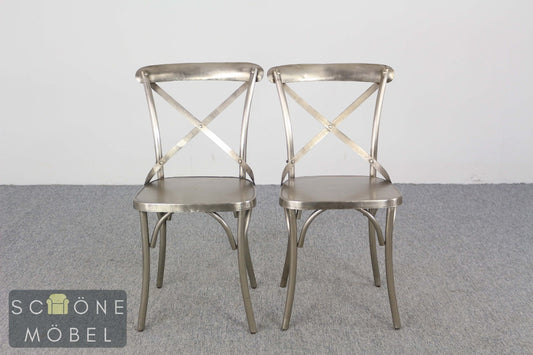 2er Set Industrial Metall Stuhl Vintage Cross-Back Mid-Century-inspiriert Stühle