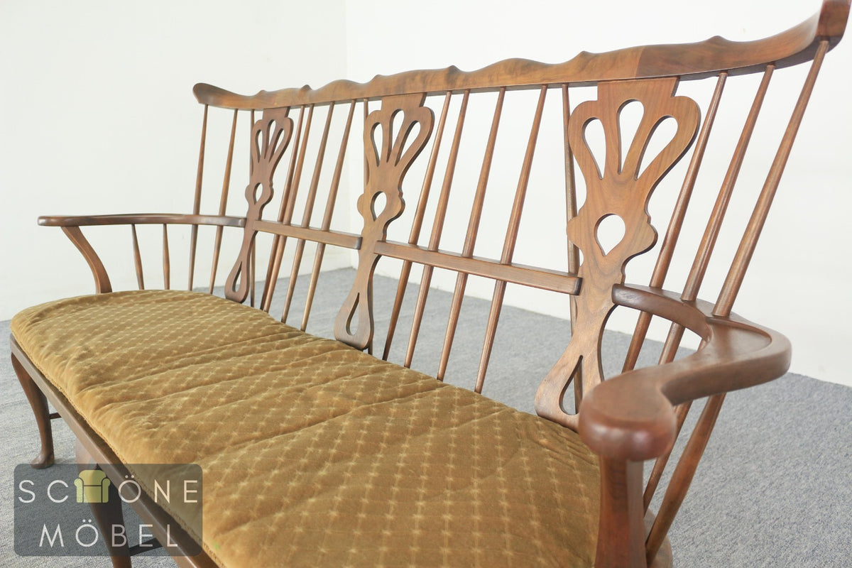 Windsor Sofa Bank 3-Sitzer Holz massiv mit Armlehnen Landhaus Sitzgelegenheit