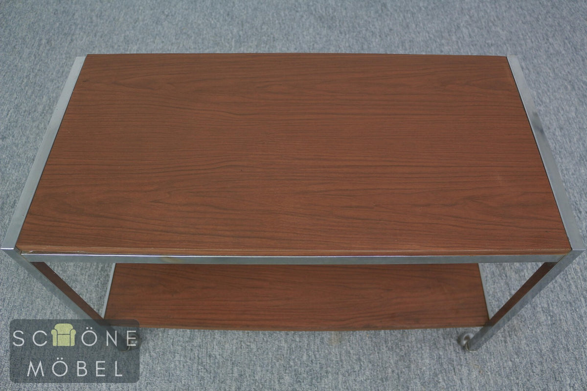 Vintage Beistelltisch Retro Regal Mid-Century Tisch Rollen