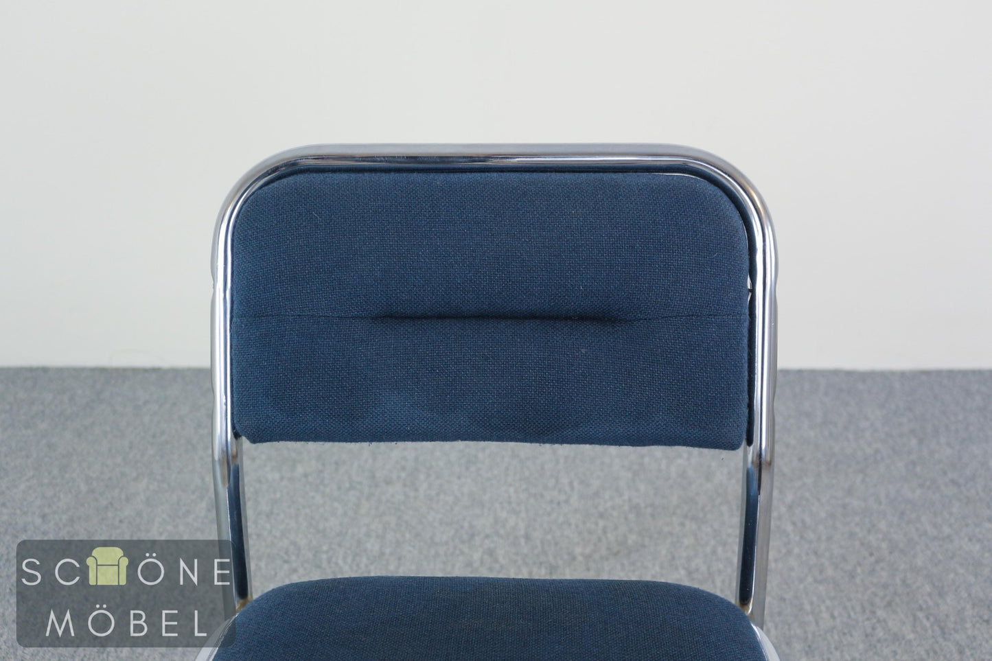2er Set Design Stuhl Chrom Blau Polsterstuhl Set modern Stapelstuhl Vintage