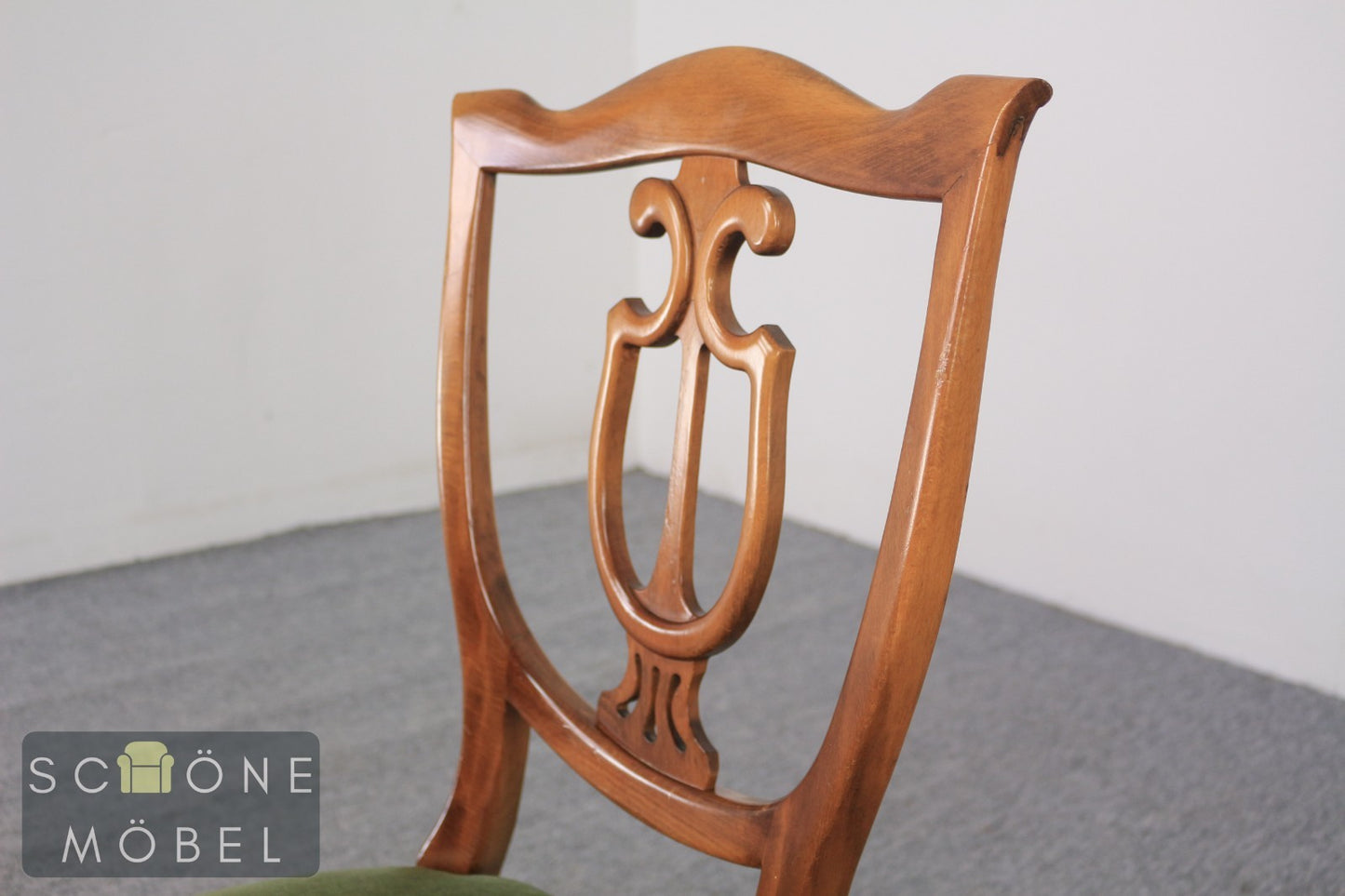 Antik Stil Stuhl Chippendale Esszimmerstuhl Samt Grün Massivholz Rokoko Vintage