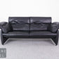 Designer Ledersofa Schwarz Zweisitzer Lounge Sofa im De-Sede Stil