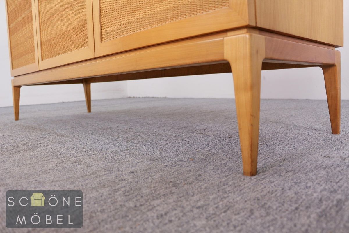 Vintage Sideboard mit Wiener Geflecht Rattan Kommode Danish Design Retro