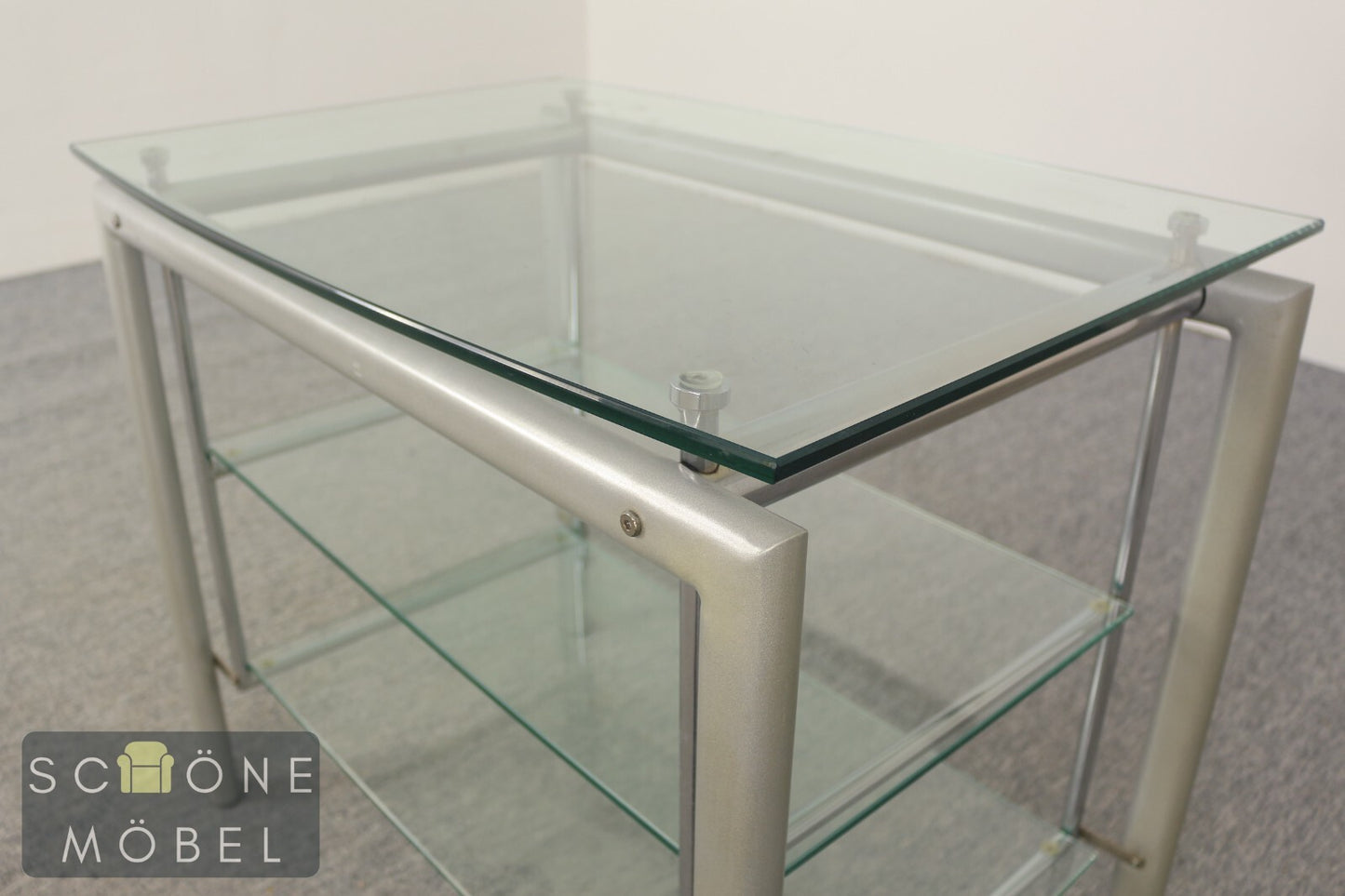 Industrial Style Beistelltisch Modern  Glas Tisch Hifi Table Chrom / Glas