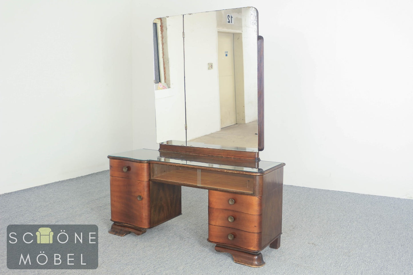 Art Deco Frisierkommode Spiegel Vintage Schminktisch Antik Stil Kommode Anrichte