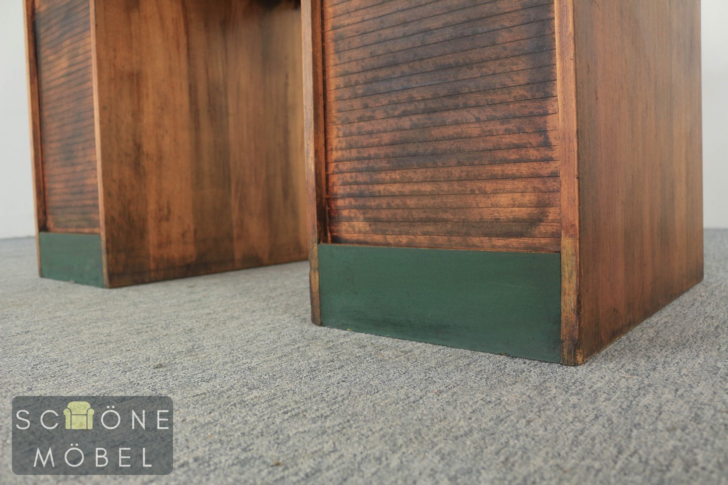 Antik Stil Gründerzeit Schreibtisch Vintage Sekretär Rolladenschrank Tisch