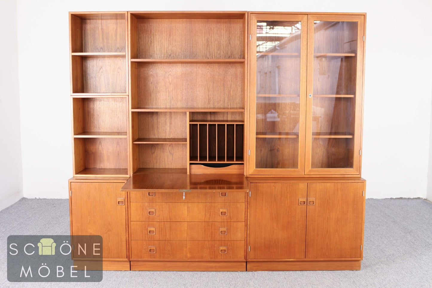 Schrankwand Vitrine Sekretär Danish Design Mid Century Wandschrank Schrank