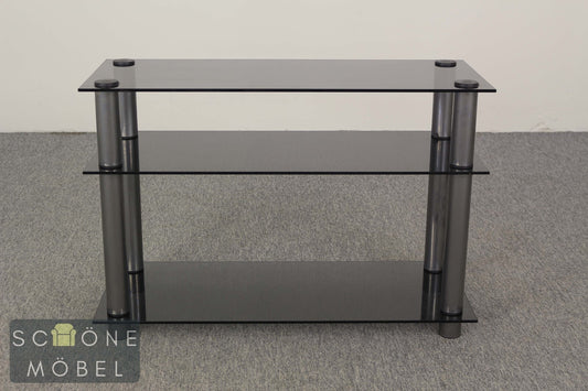 Modern TV HiFi Tisch Beistelltisch Phonotisch  Vintage Stil Tischchen Glas