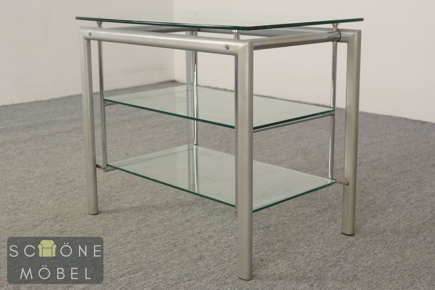 Industrial Style Beistelltisch Modern  Glas Tisch Hifi Table Chrom / Glas