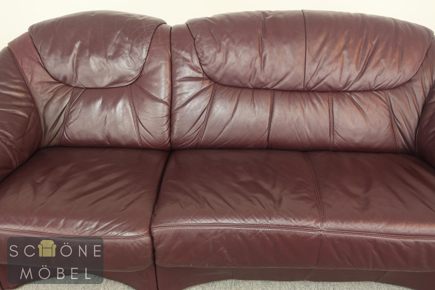 Klassisches Sofa 3 Sitzer 3er Büro Couch Leder Echtleder Braun