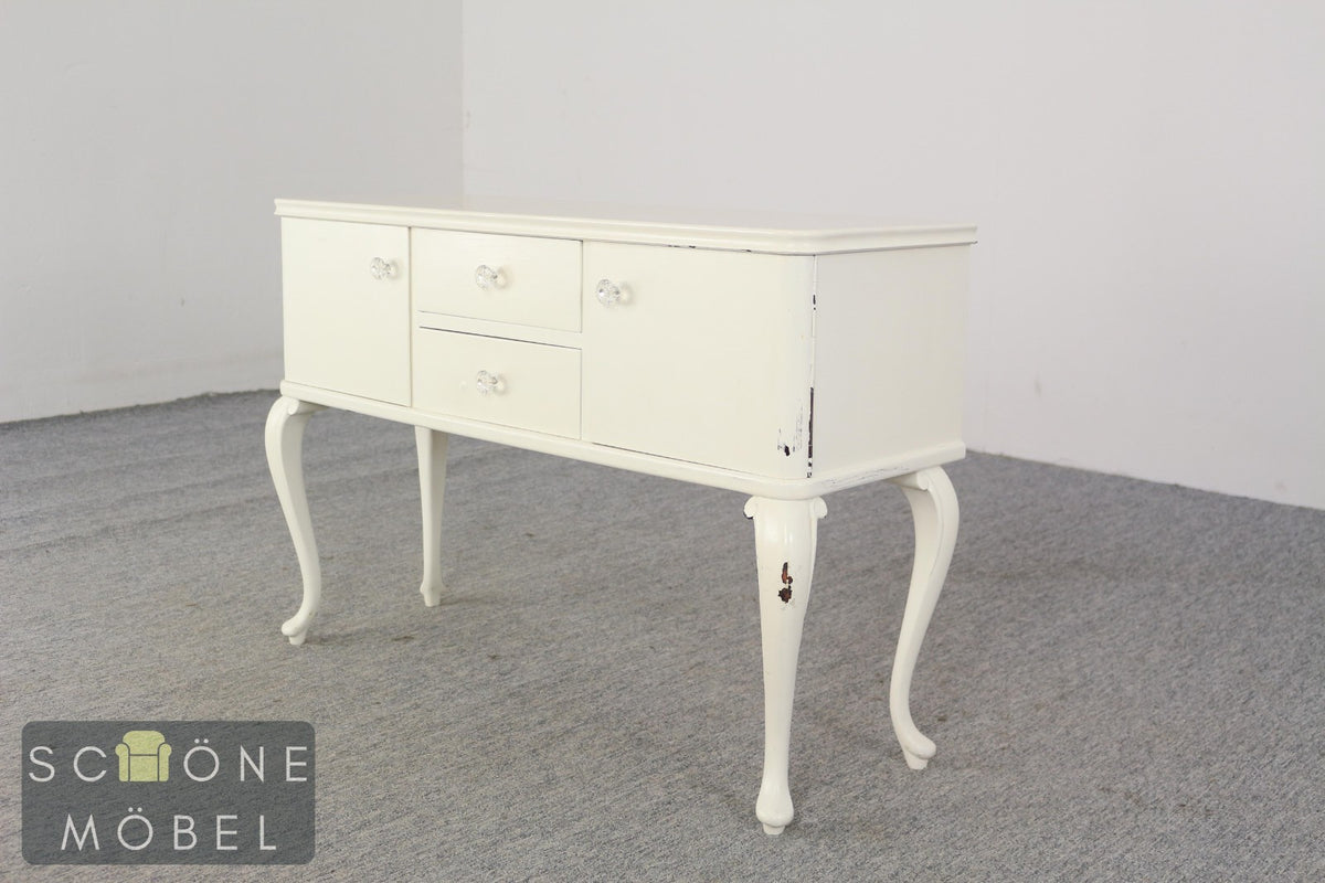 Vintage Chippendale Stil Sideboard Kommode Anrichte Weiß Barock Rokoko Schrank