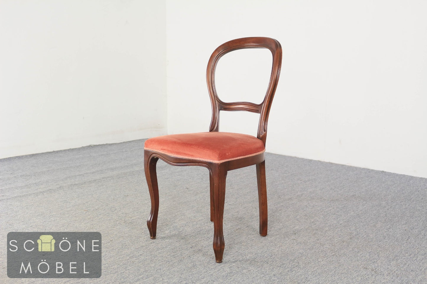 Eleganter Polsterstuhl Mahagoni Stoffbezug – klassischer Vintage Esszimmerstuhl