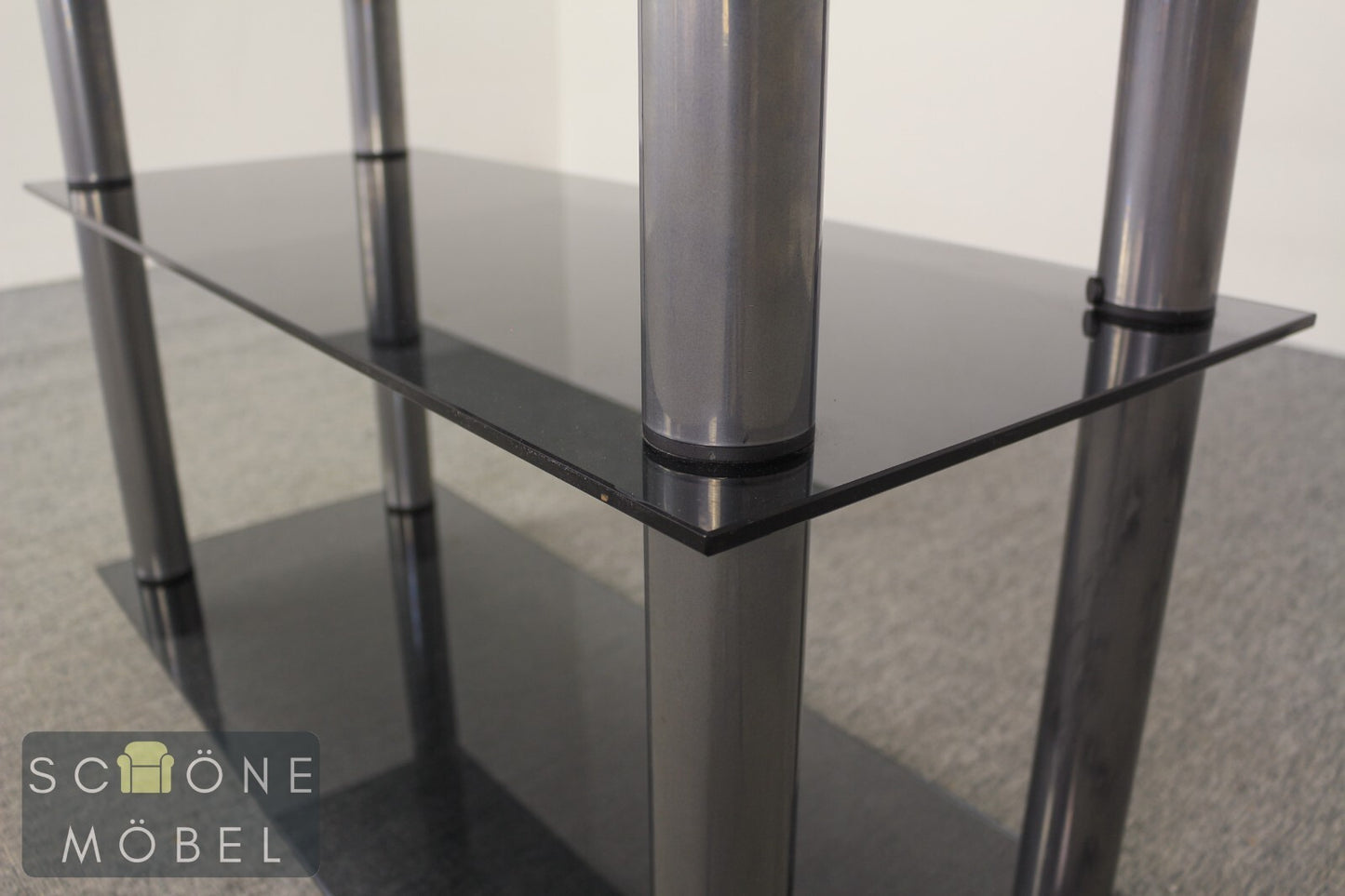 Modern TV HiFi Tisch Beistelltisch Phonotisch  Vintage Stil Tischchen Glas