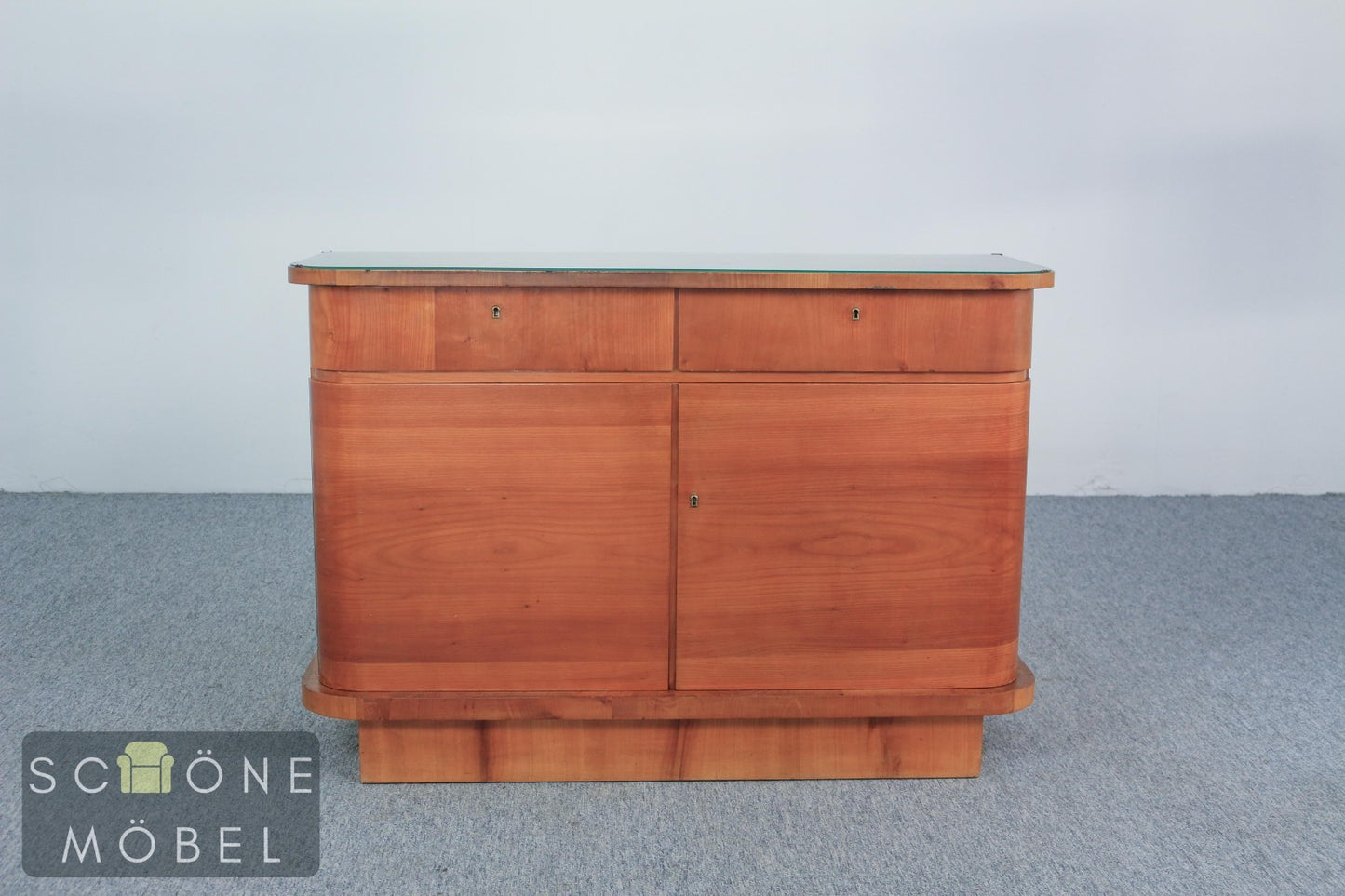 Elegante Art Deco 30er 40er Jahre Anrichte mit Glasplatte – Klassiker Sideboard