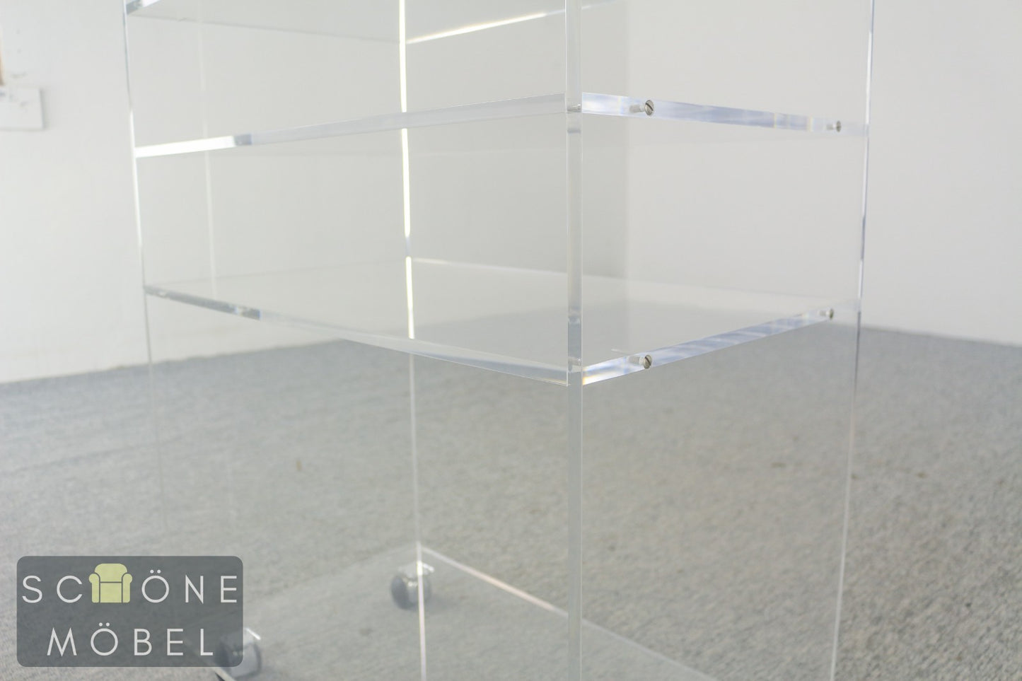 Desinger Space Age Regal aus Acrylglas auf Rollen – 1970er Designklassiker
