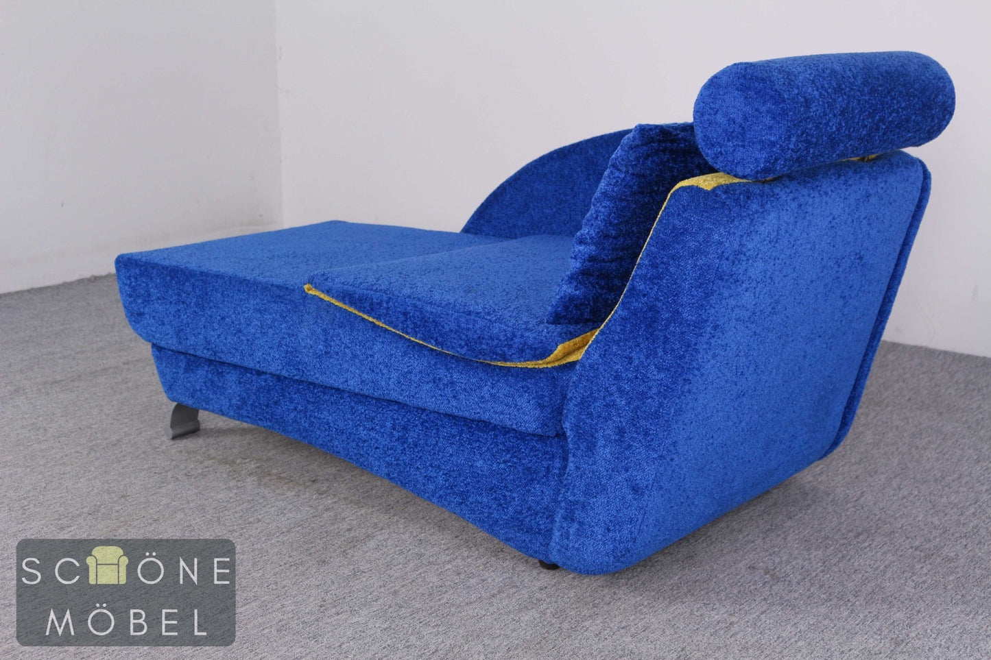 Designer Relaxliege Schlafsessel Blau Gelb Daybed Vintage Postmodern 80er