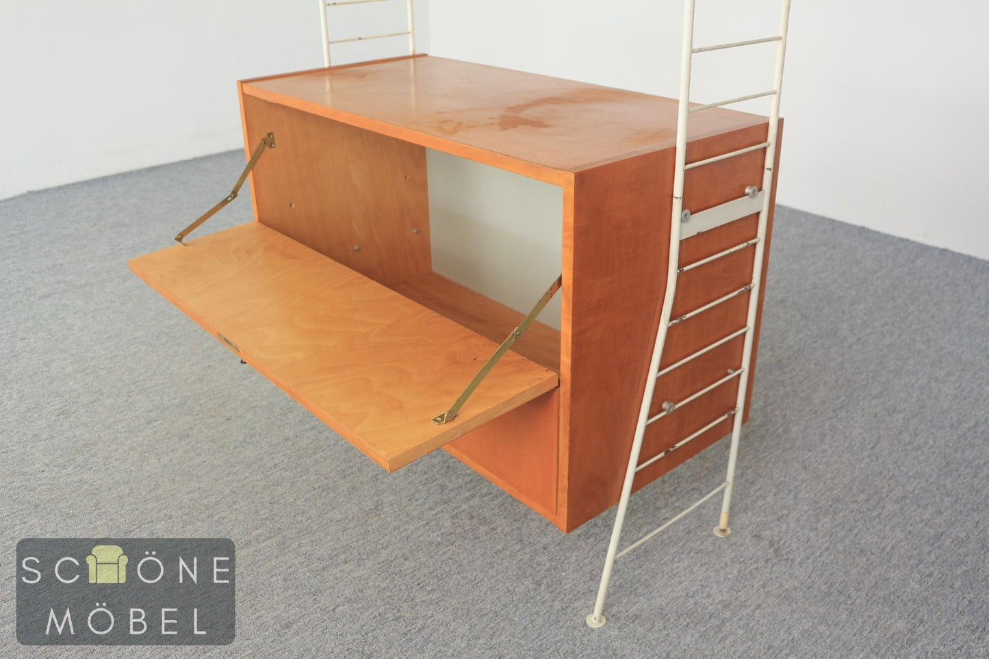 Vintage String Regal 50er Jahre Design Schrank Mid Century Shelf Bücherschrank