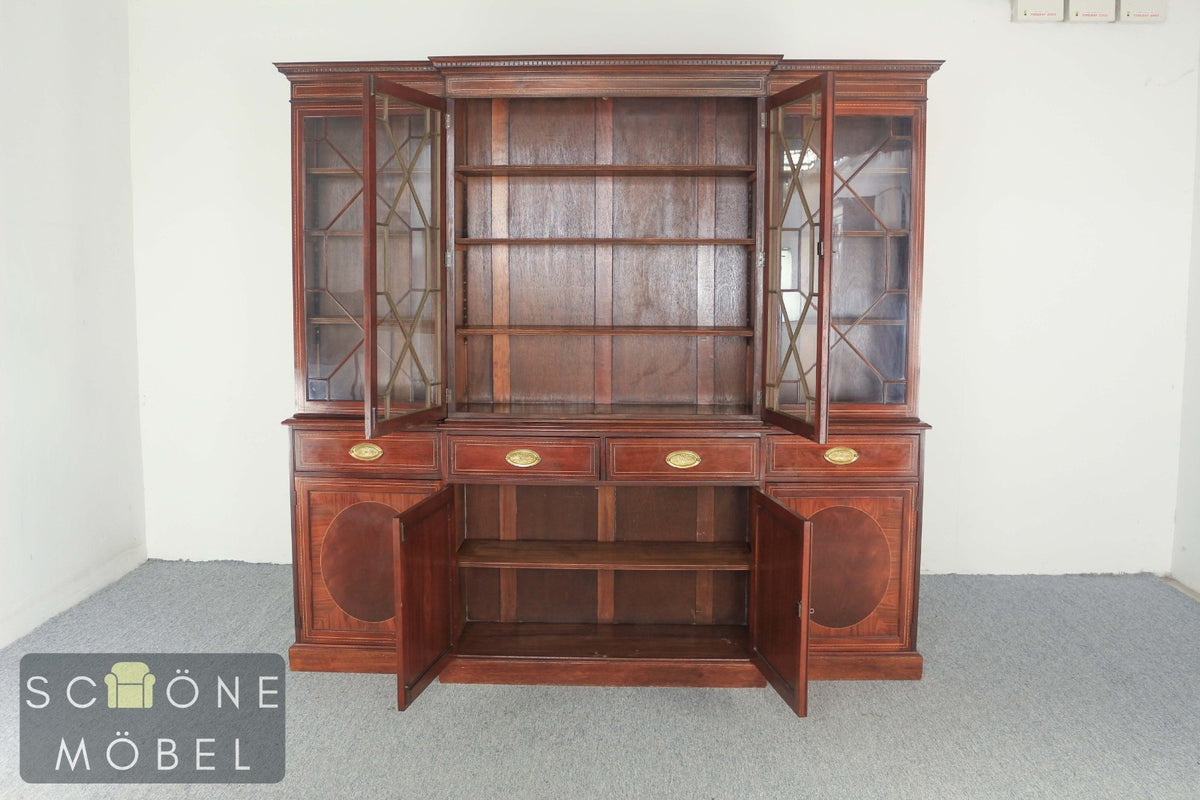 Edles Mahagoni Buffet im klassischen Design Vitrine Stauraum hochwertige Schrank