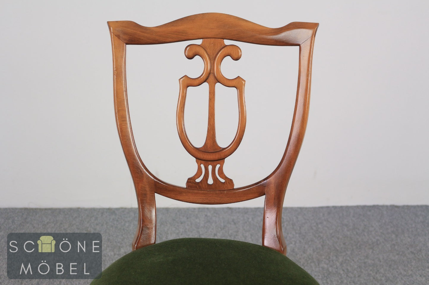 Antik Stil Stuhl Chippendale Esszimmerstuhl Samt Grün Massivholz Rokoko Vintage