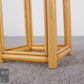 2er Set Blumensäule Rattan Blumenständer Beistelltisch Podest Bambus Vintage