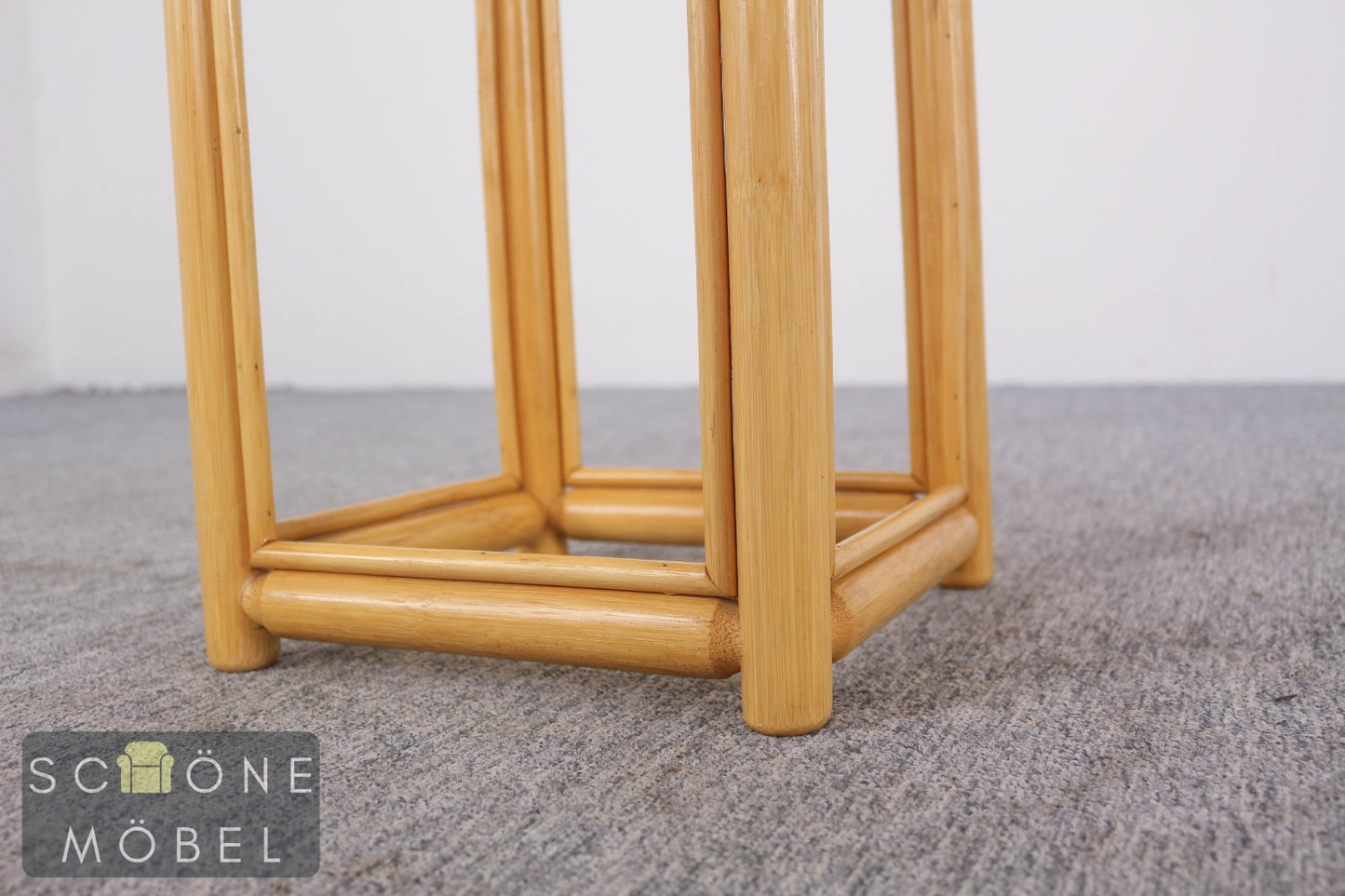 2er Set Blumensäule Rattan Blumenständer Beistelltisch Podest Bambus Vintage