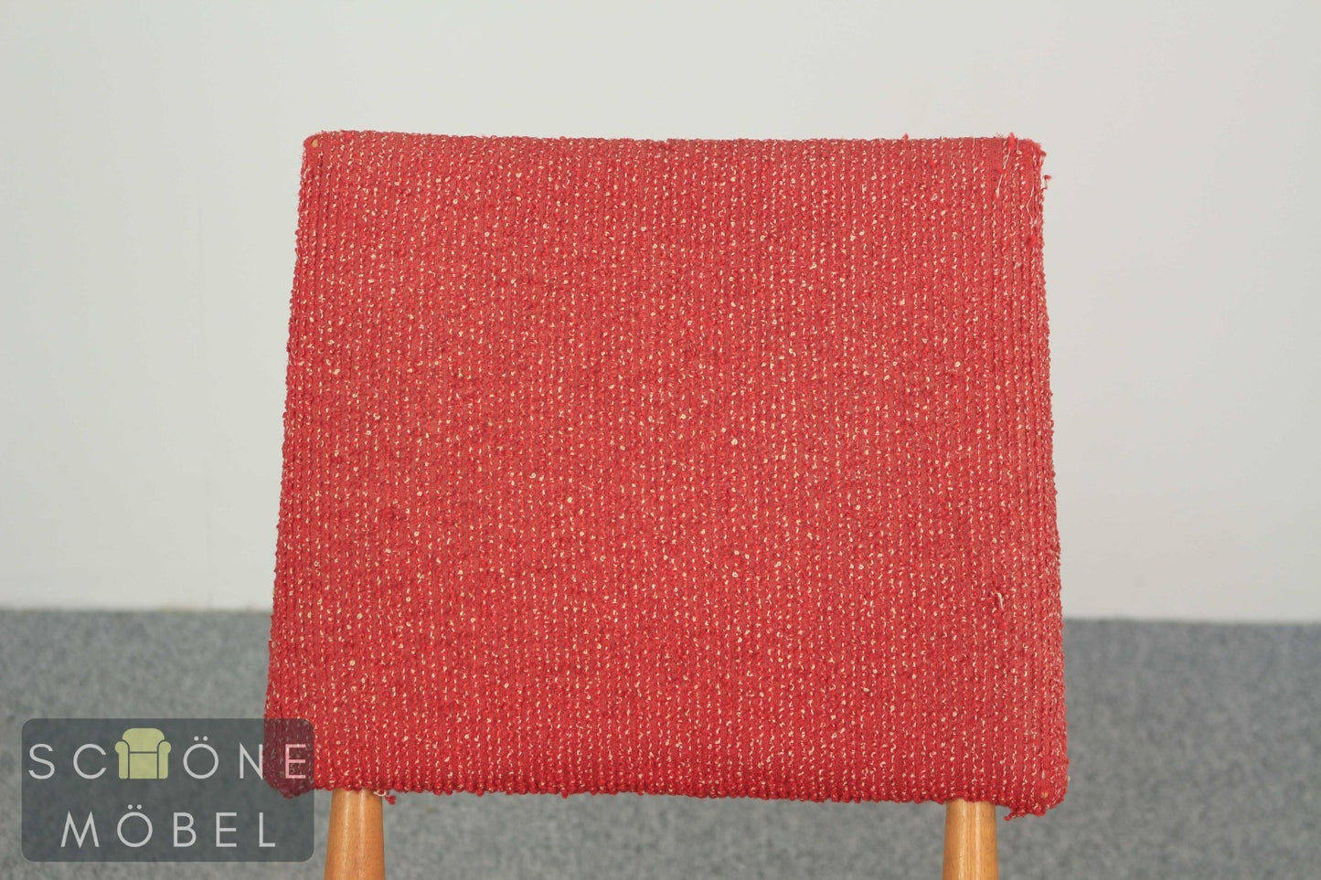String Designe Mid-Century Esszimmerstuhl – Holzgestell, Stoffpolster, 50er/60er