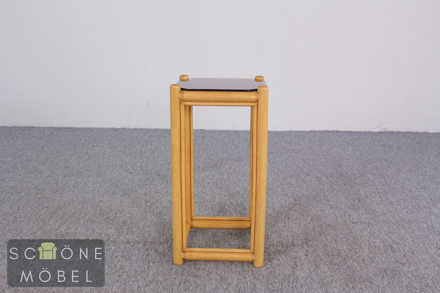 2er Set Blumensäule Rattan Blumenständer Beistelltisch Podest Bambus Vintage
