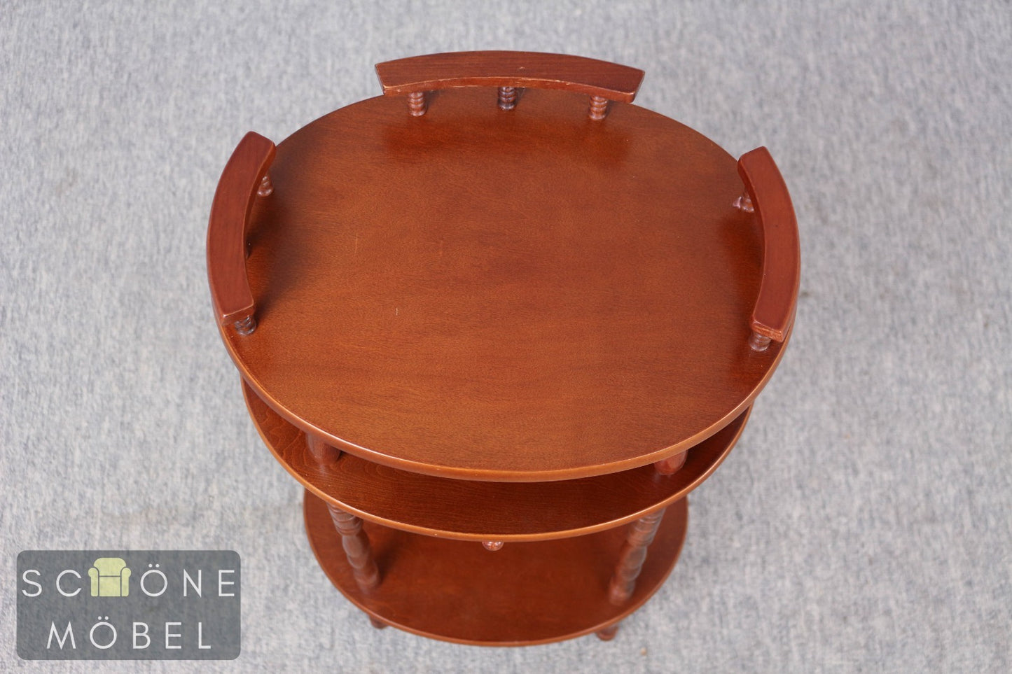 Vintage Beistelltisch rund mit Schublade Etagere Blumenständer Holz