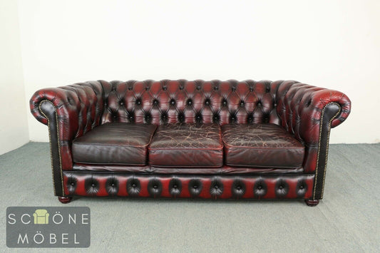 Chesterfield Design 3er Sofa 3 Sitzer Ledersofa Echtleder Leder Couch Armchair