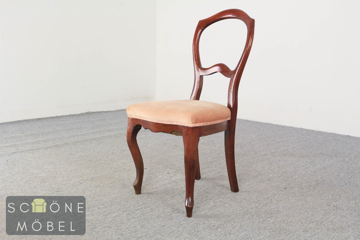 Set aus 6 elegante Rokoko Stil Polsterstühle Mahagoni Esszimmerstühle Vintage