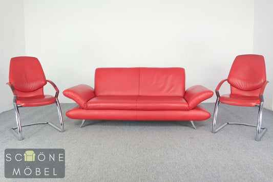 KOINOR Designersofa Leder rot 2er Sofa Echtleder Couch Couchgarnitur 2 Sitzer