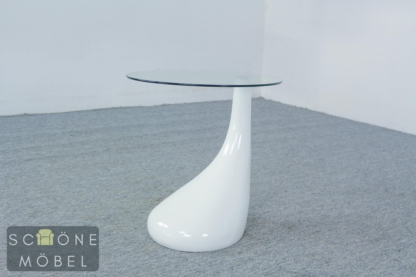 2x Set Moderne Nachttische Glas Weiß Space Age Vintage 70er Design Beistelltisch
