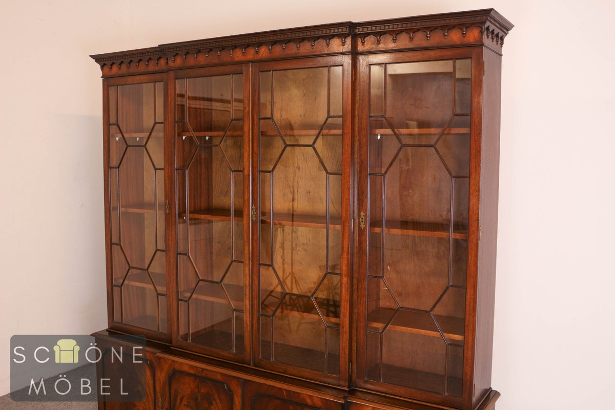 Antiker Mahagoni Bücherschrank Vitrine Bibliothek England Stil massiv Schrank