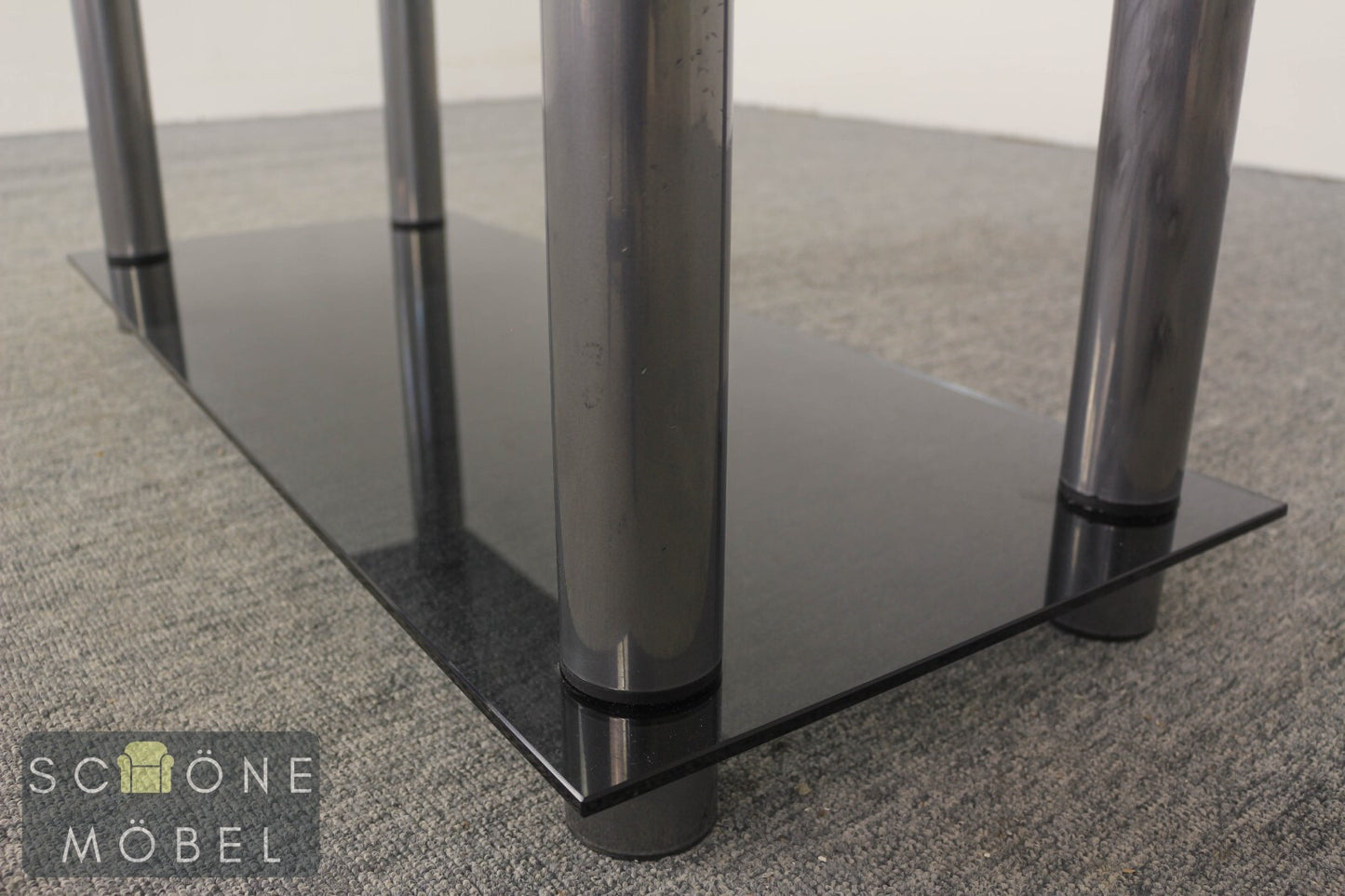 Modern TV HiFi Tisch Beistelltisch Phonotisch  Vintage Stil Tischchen Glas