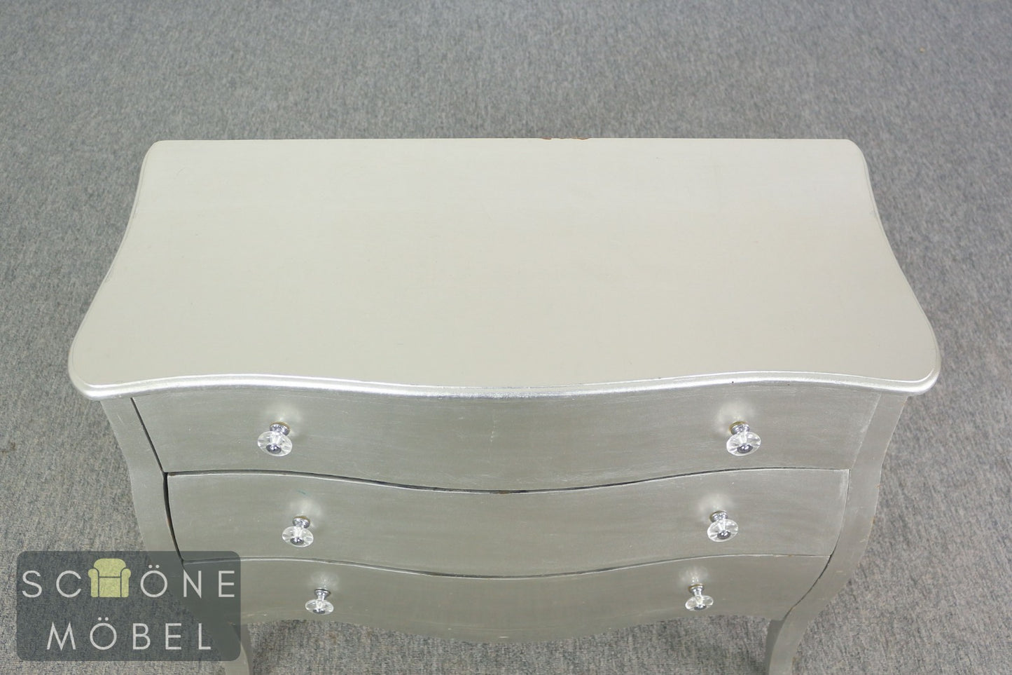 Elegante Silber Barock Kommode Hollywood Regency Vintage Beistellmöbel