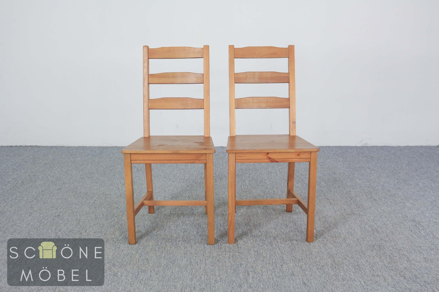 2er Set schlichte Vintage Esszimmer Landhaus Stühle Holzstühle Duo Vintage